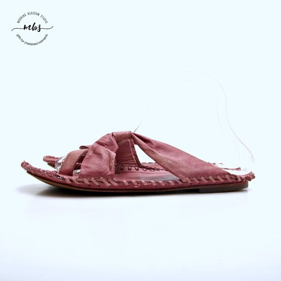 Free People Bailey Leather Criss Cross Strappy Boho Sandals Pink Women Size 8.5‎ - Picture 5 of 15